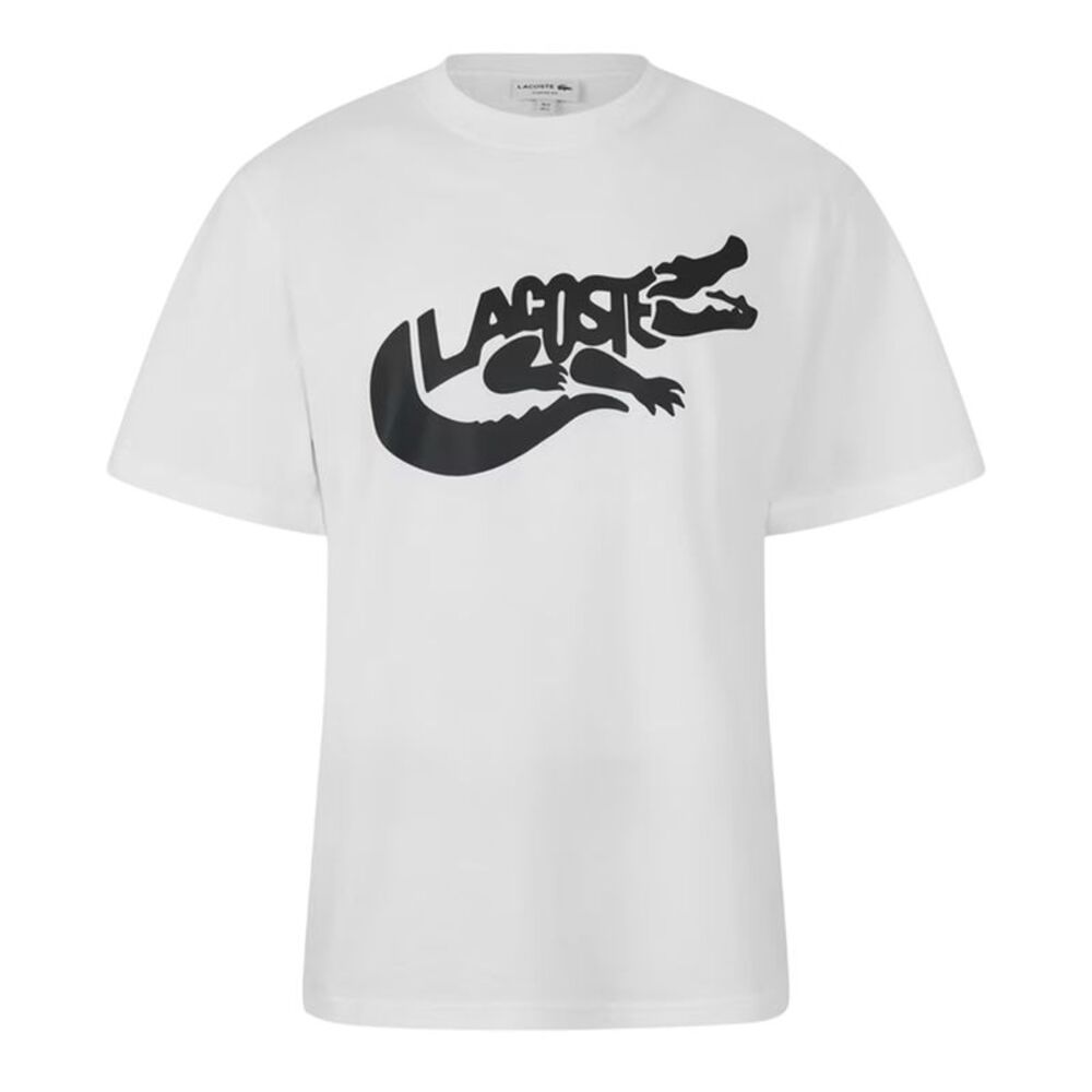 Lacoste Mens Croc Script Graphic Logo Classic T-Shirt / White